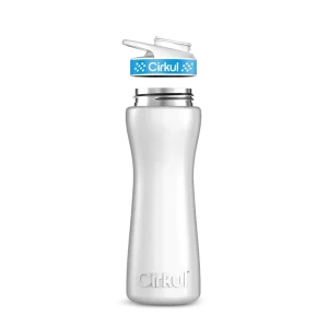 22oz. White Stainless Steel Bottle with Blue Comfort Grip Lid