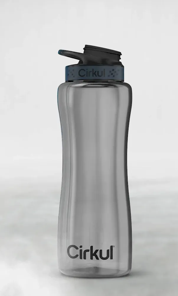 32oz. Black Tint Plastic Cirkul Bottle w/ Gray & Black Cirkul Lid 2.0